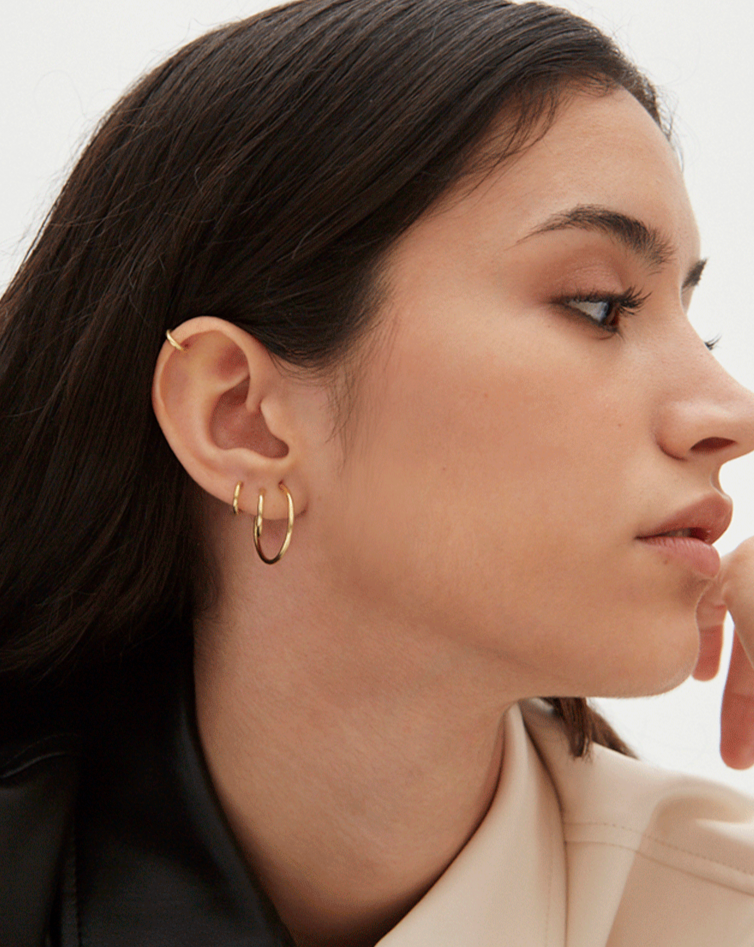 medium hoops silver gold plated aros medianos plata baño de oro