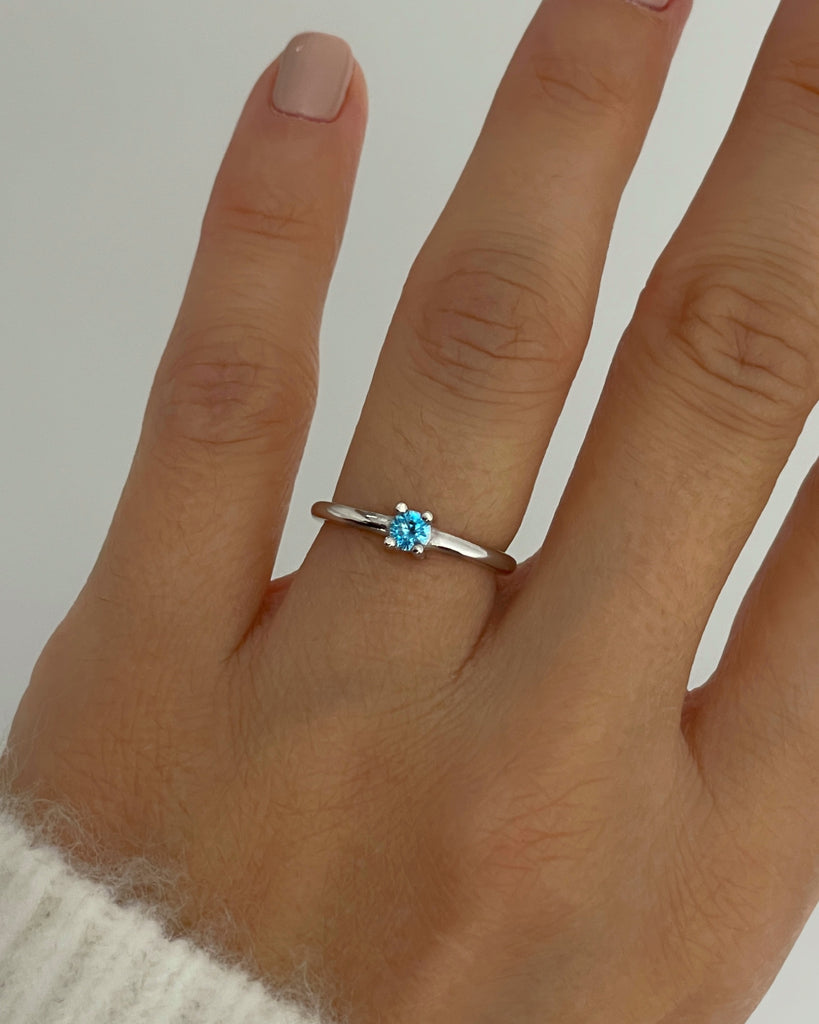 Blue topaz stone silver gold plated ring anillo piedra azul plata baño de oro