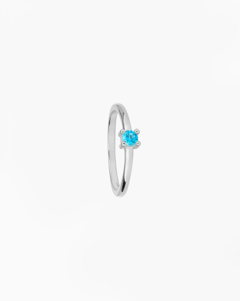 Blue topaz stone silver gold plated ring anillo piedra azul plata baño de oro
