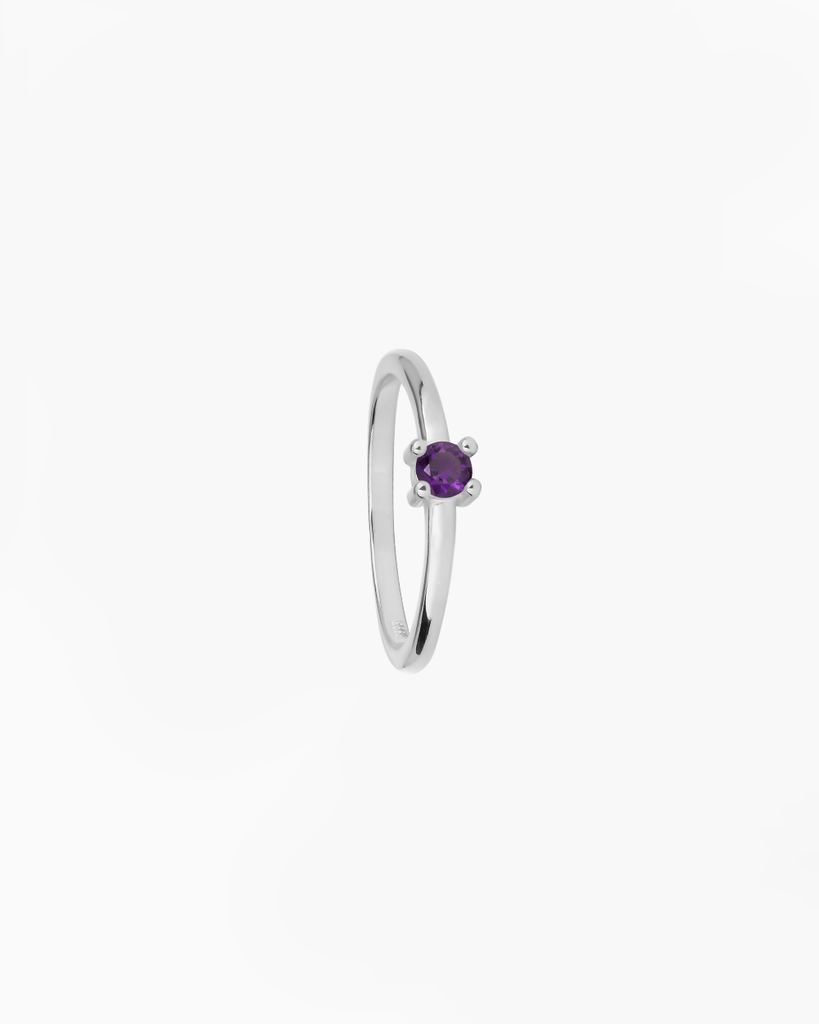 Violeta lila piedra anillo plata baño de oro silver ring violet stone gold plated