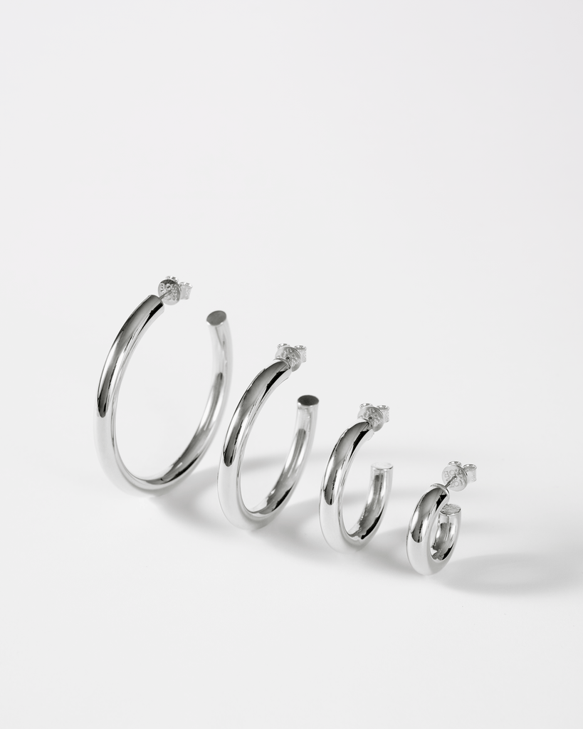 medium bold thick silver hoops gold plating aros gordos plata con oro plata