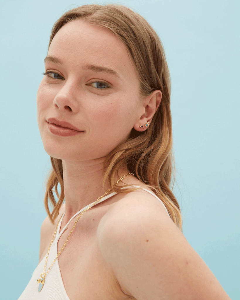 stud earrings lila amatist stone silver gold plating pendietes de boton con piedra lila amatista plata baño de oro