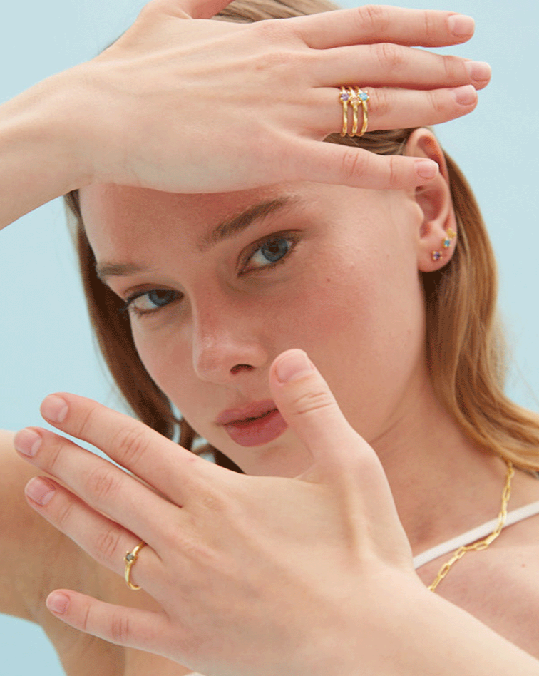 Violeta lila piedra anillo plata baño de oro silver ring violet stone gold plated