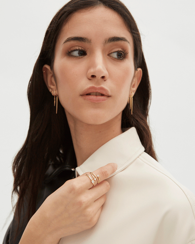 glint ring silver gold plating solitare stone anillo plata baño de oro 