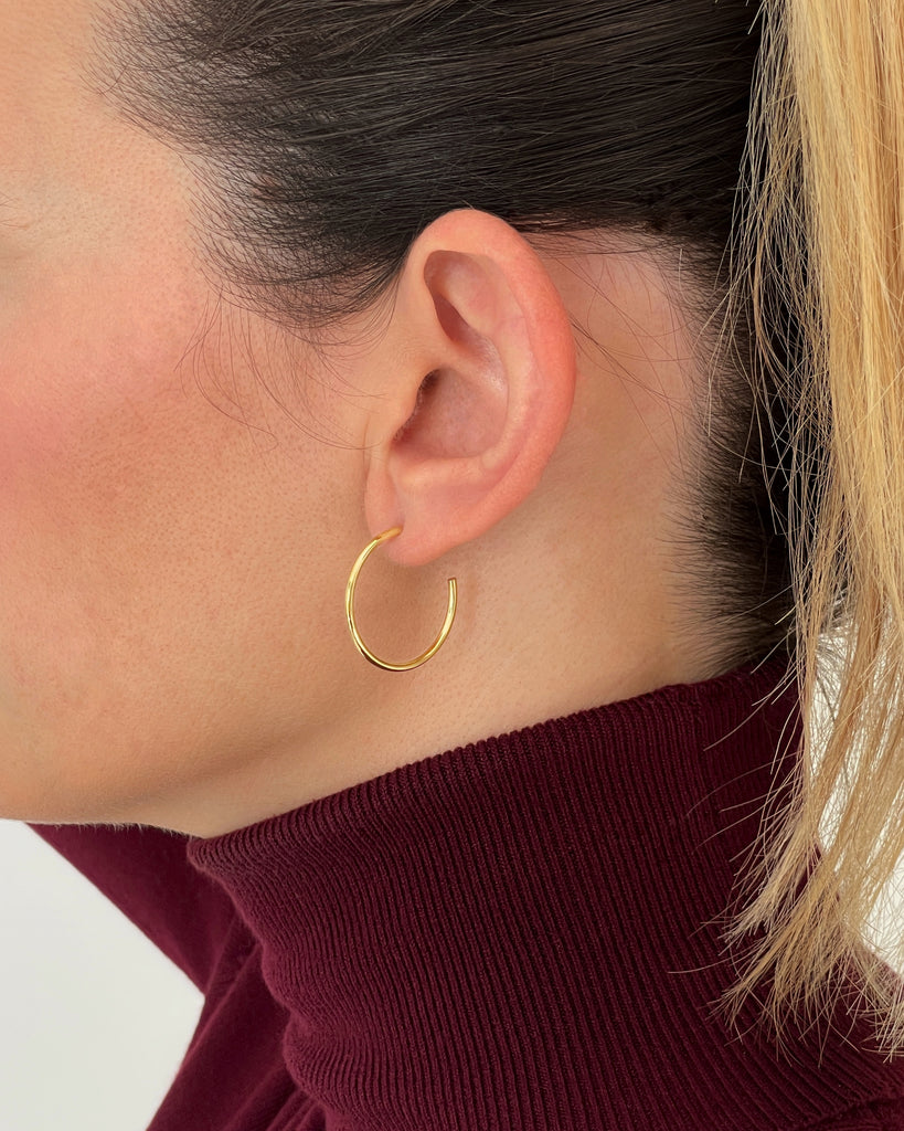 medium hoops silver gold plated aros medianos plata baño de oro