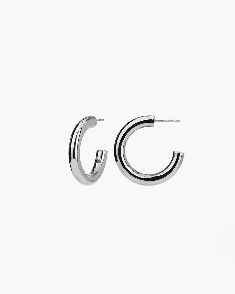 medium bold thick silver hoops gold plating aros gordos plata con oro plata
