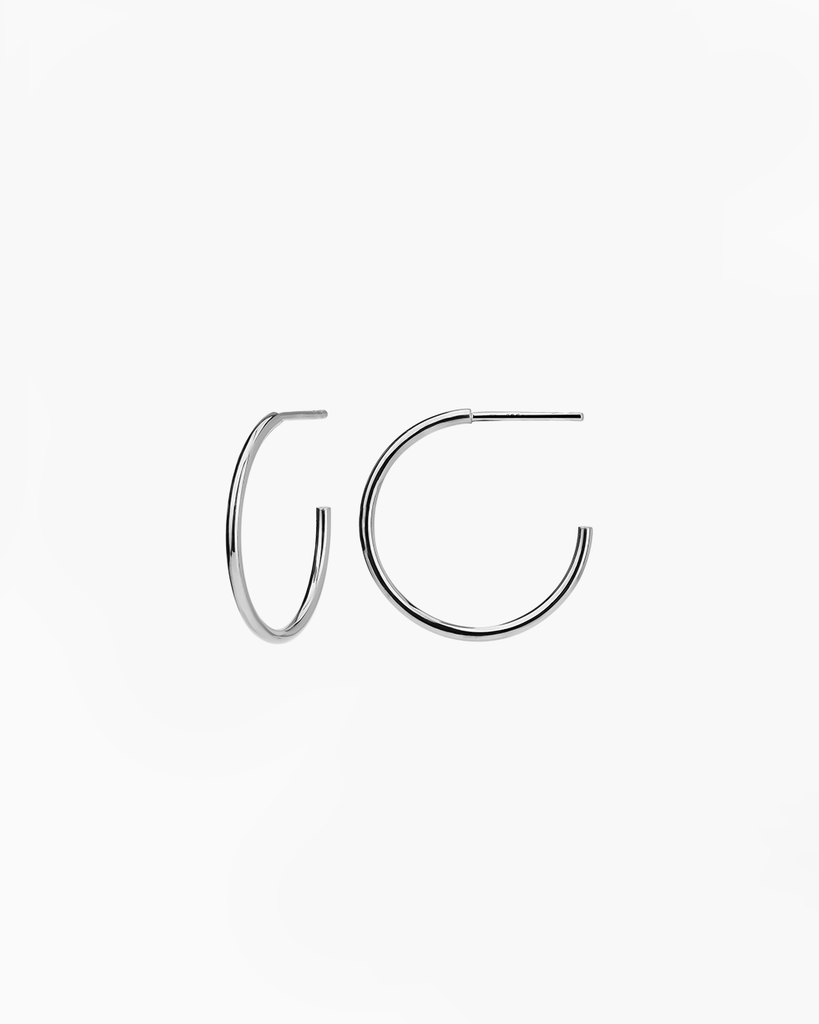 medium hoops silver gold plated aros medianos plata baño de oro