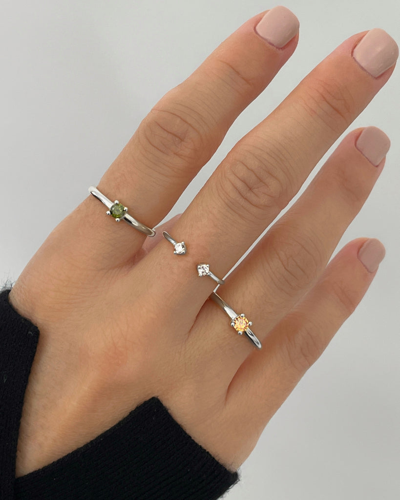 Shine double stone silver gold plated ring anillo con doble piedras plata con baño de oro