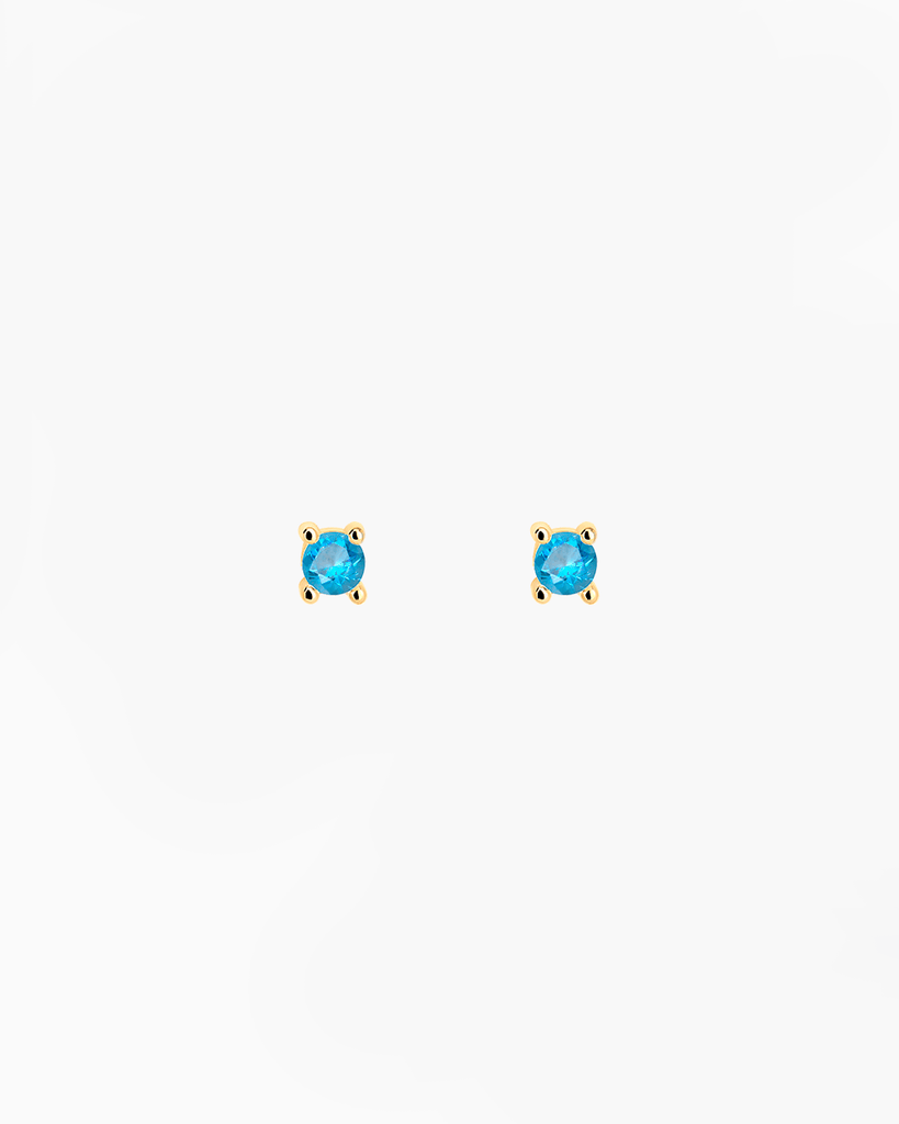 stud earrings blue topaz stone silver gold plating pendietes de boton con piedra azul topacio plata baño de oro