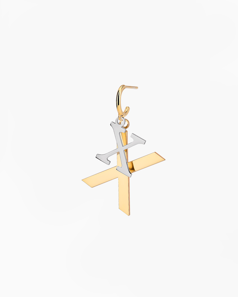Silver, gold letter earring letra X