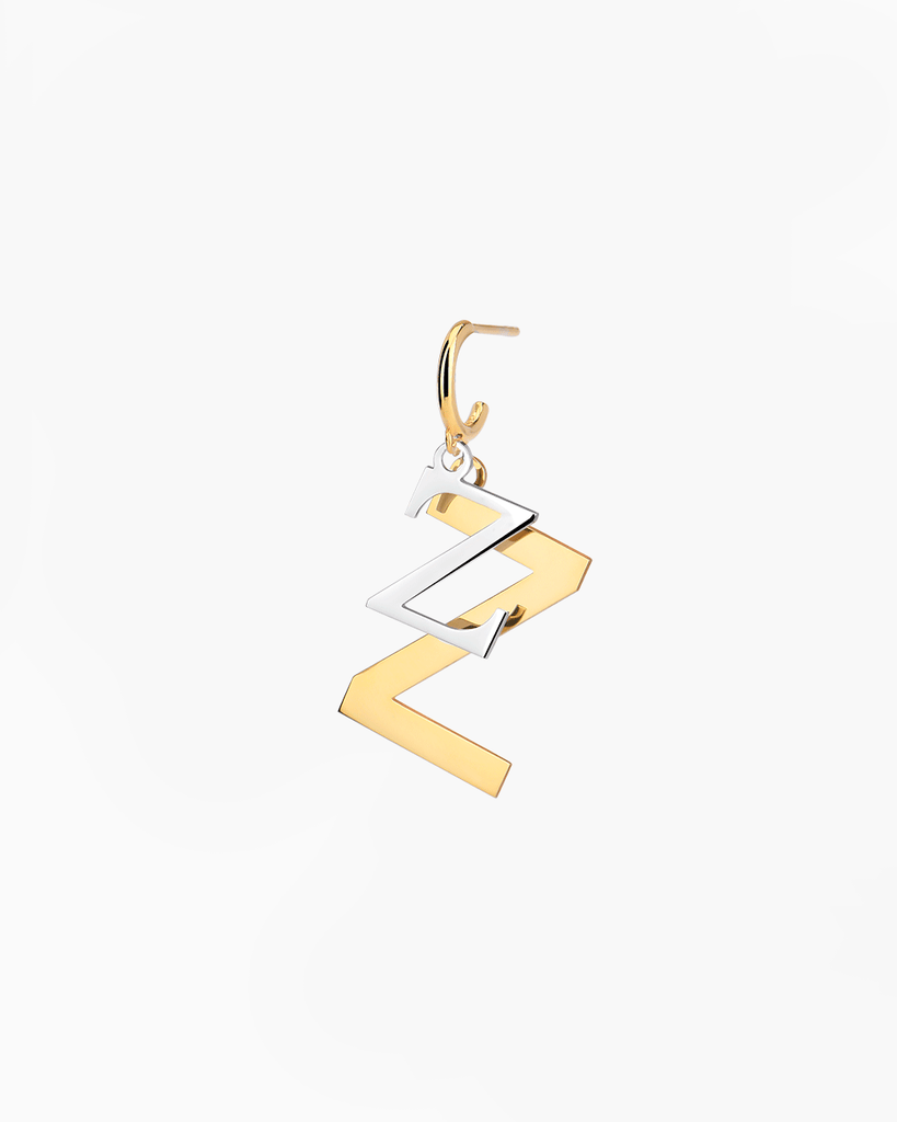 Silver, gold letter earring letra Z