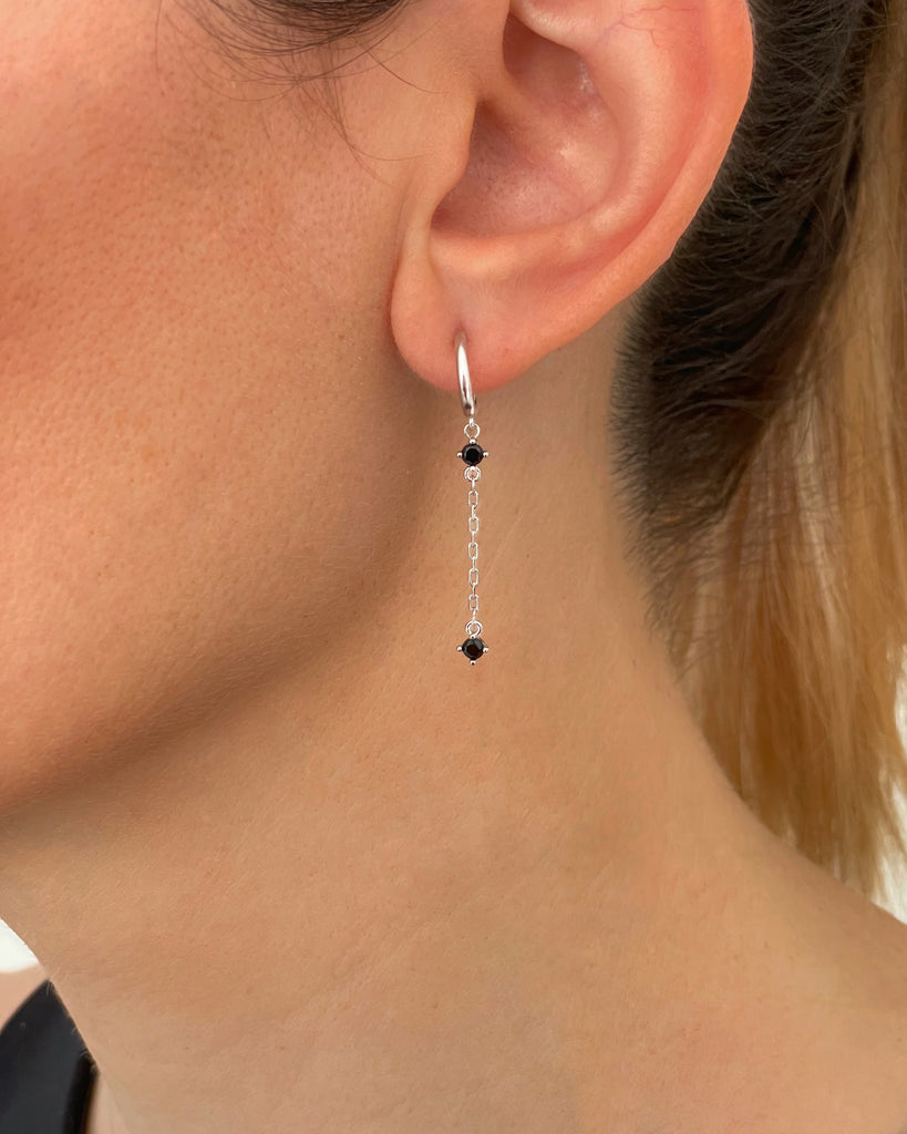 silver earrings with chain gold plating aros mini oro silver pendientes