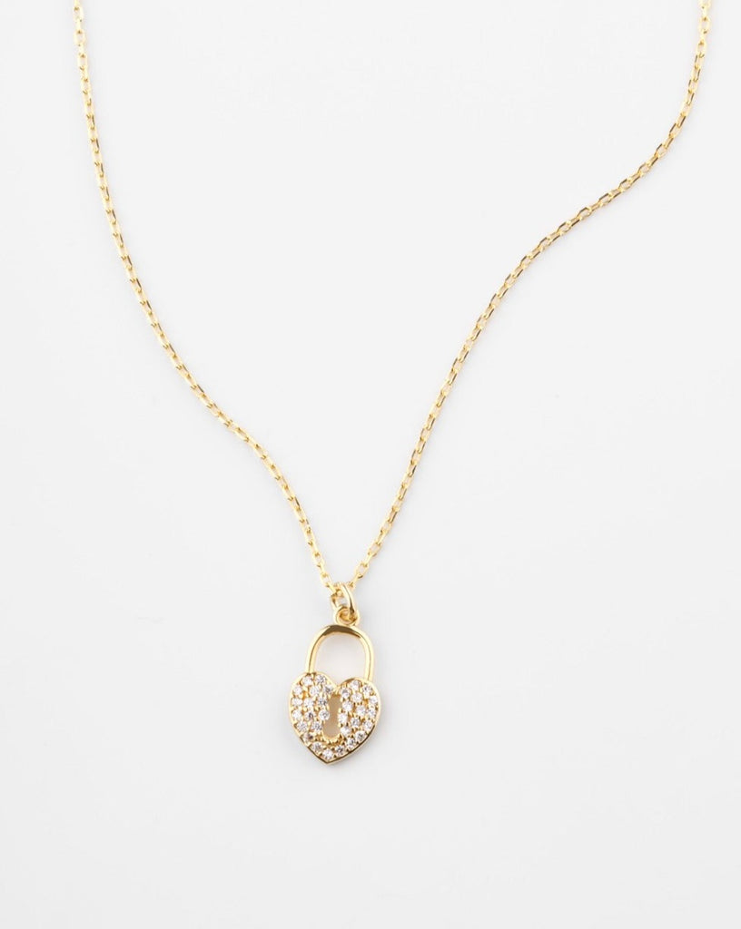 Collar candado corazon plata con oro silver heart padlock necklace gold plating