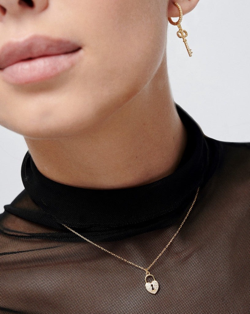 Collar candado corazon plata con oro silver heart padlock necklace gold plating