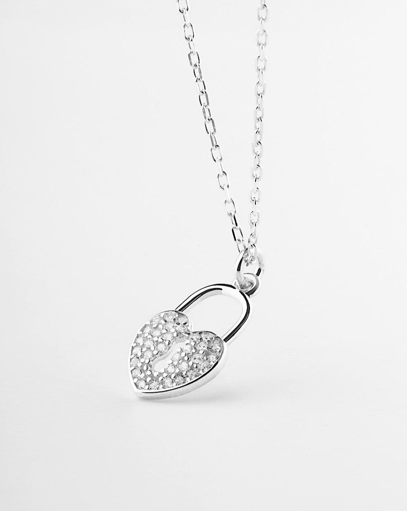 Collar candado corazon plata con oro silver heart padlock necklace gold plating