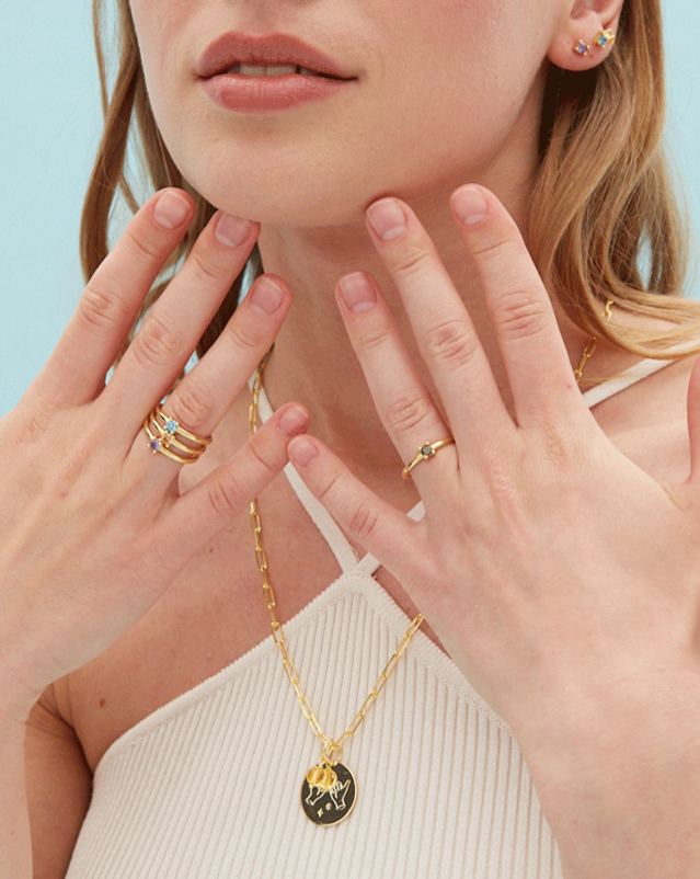 Champagne piedra anillo plata baño de oro silver ring solitare stone gold plated