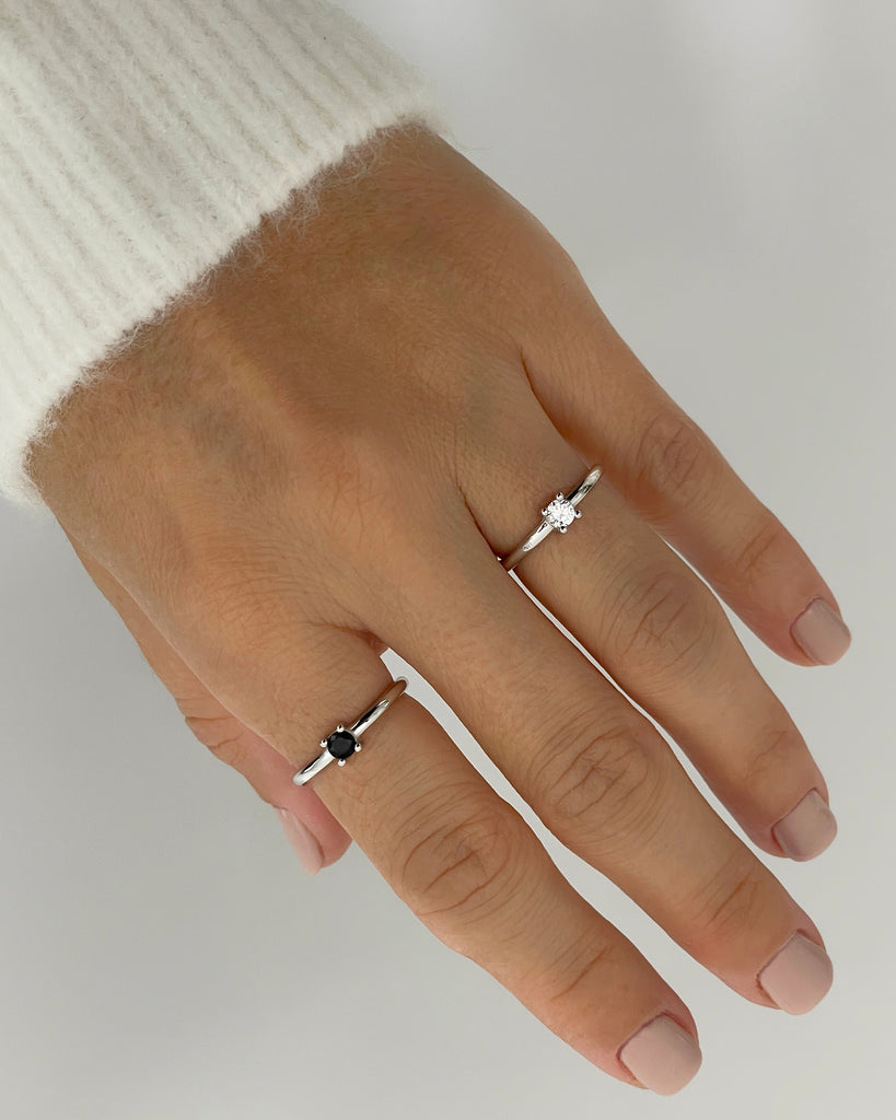 glint ring silver gold plating solitare stone anillo plata baño de oro 