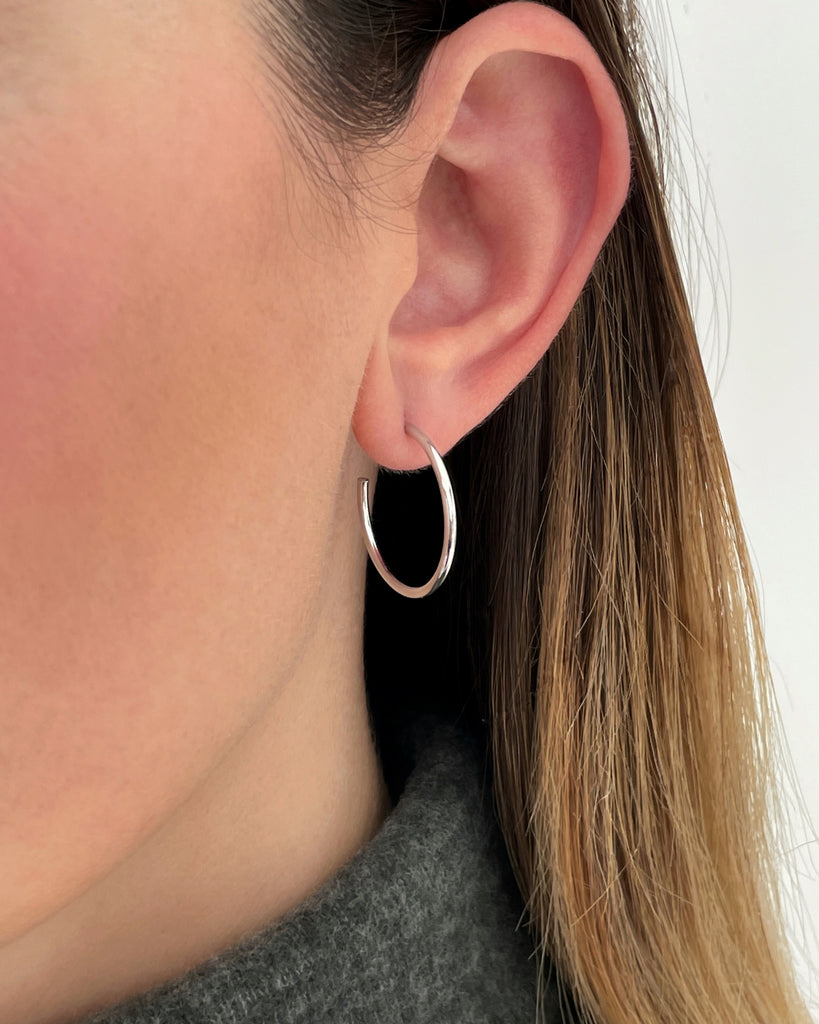 medium hoops silver gold plated aros medianos plata baño de oro