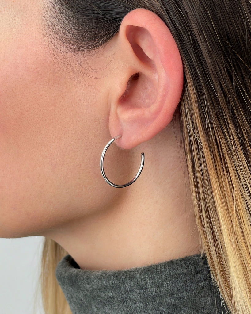 medium hoops silver gold plated aros medianos plata baño de oro