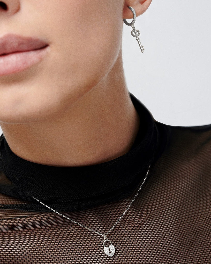 Collar candado corazon plata con oro silver heart padlock necklace gold plating