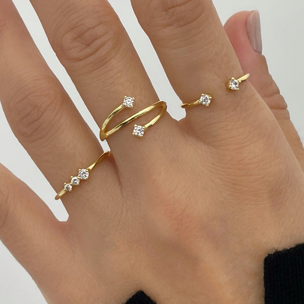 anillos de plata con baño de oro silver rings gold plated