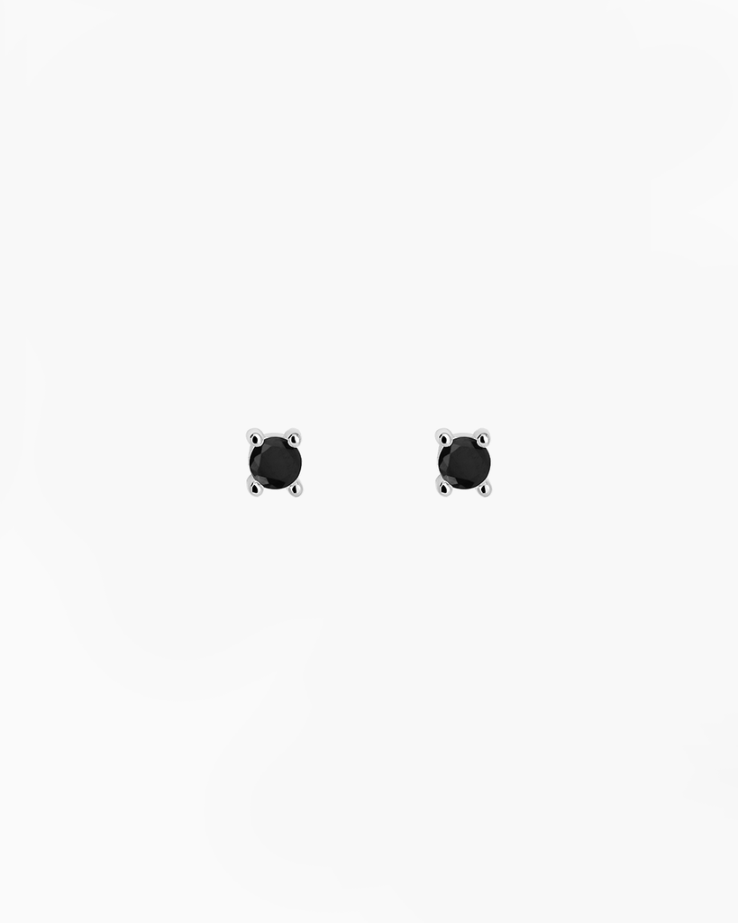 stud earrings black stone silver gold plating pendietes de boton con piedra negra plata baño de oro