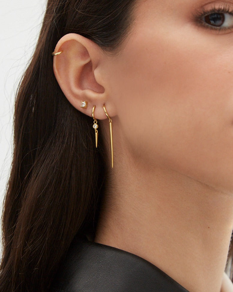 EDGE 18k Gold CZ Spike Drop Earrings – BOSPHORA Jewelry