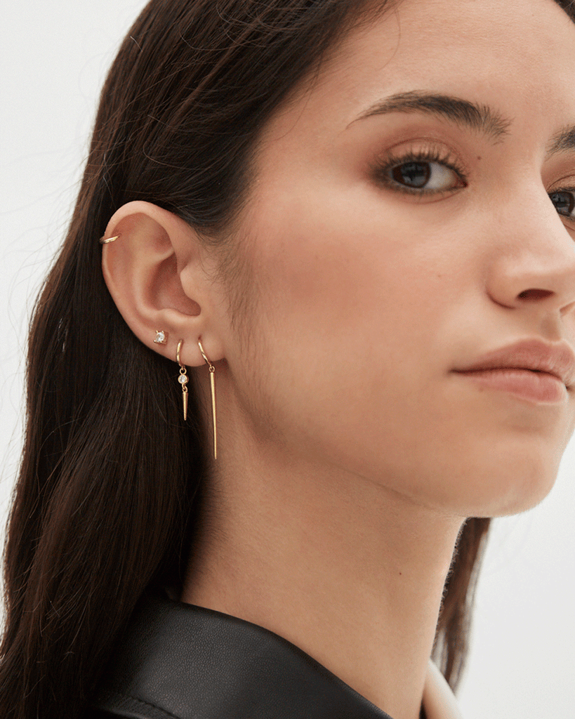 stud earrings  stone silver gold plating pendietes de boton con piedra  plata baño de oro