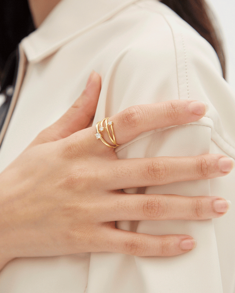 Glitter Silver ring gold plating anillos de plata con baño de oro