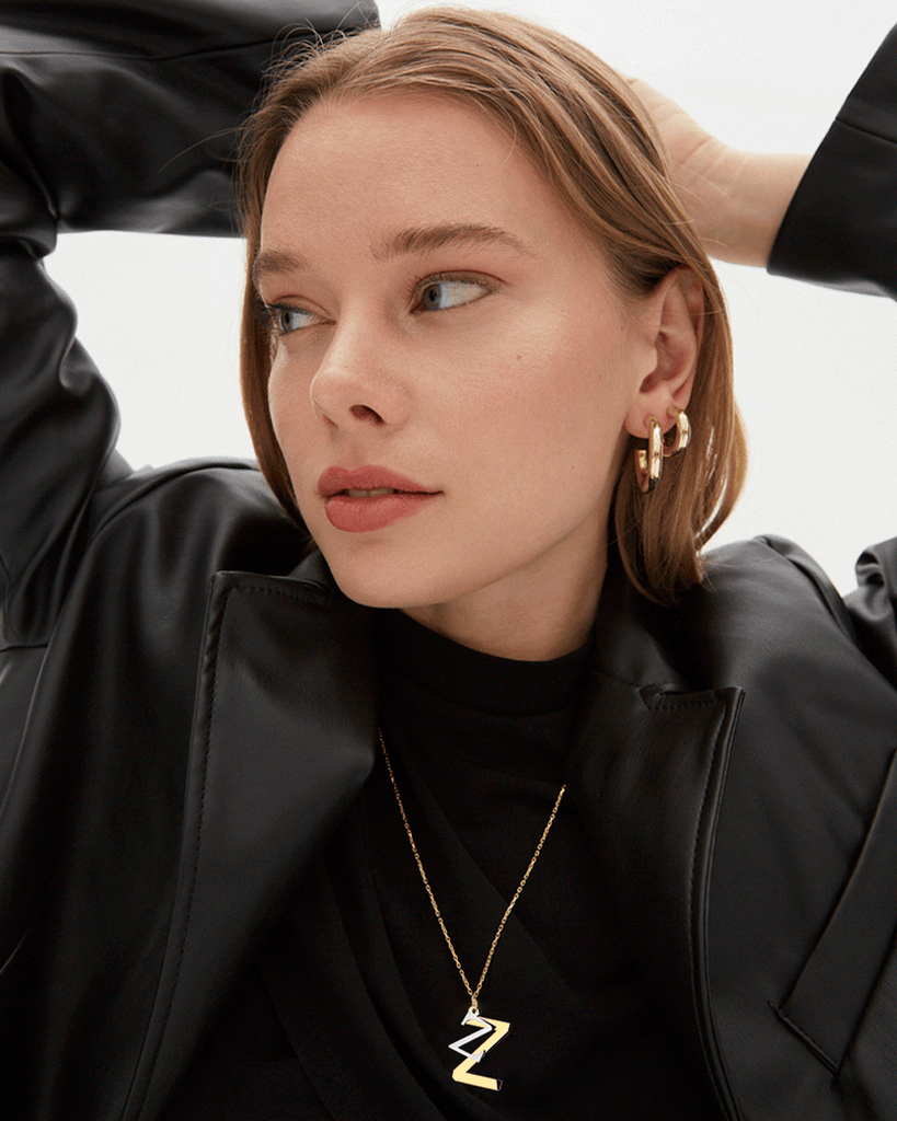 Silver, gold letter necklace letra Z