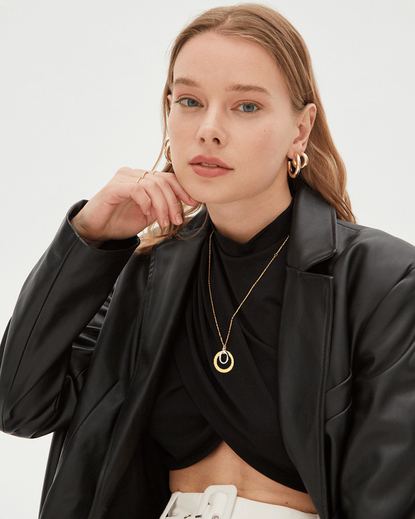 Silver, gold letter necklace letra O