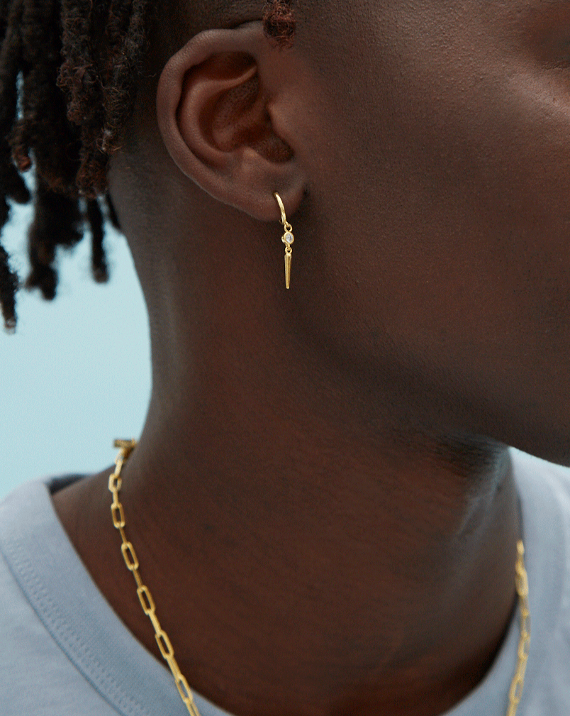 EDGE 18k Gold CZ Spike Drop Earrings – BOSPHORA Jewelry