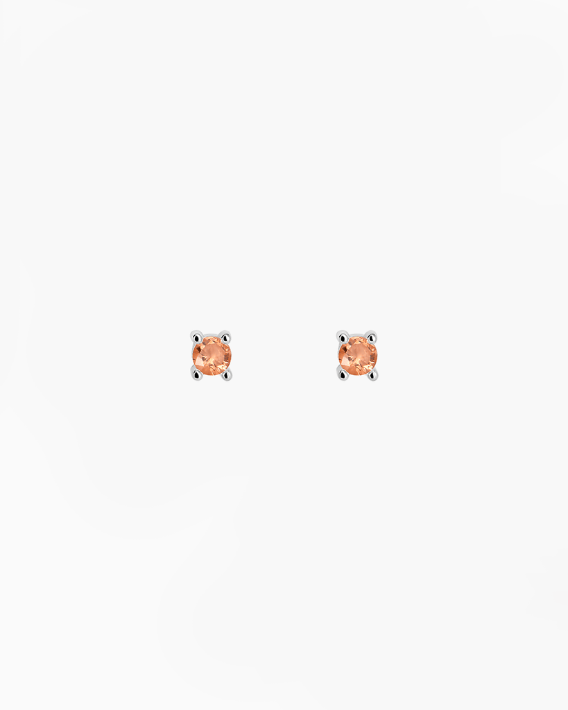 stud earrings champagne stone silver gold plating pendietes de boton con piedra champan plata baño de oro