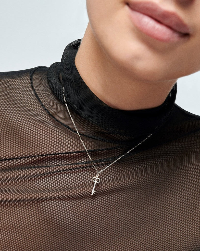 Collar llave plata con oro silver key necklace gold plating