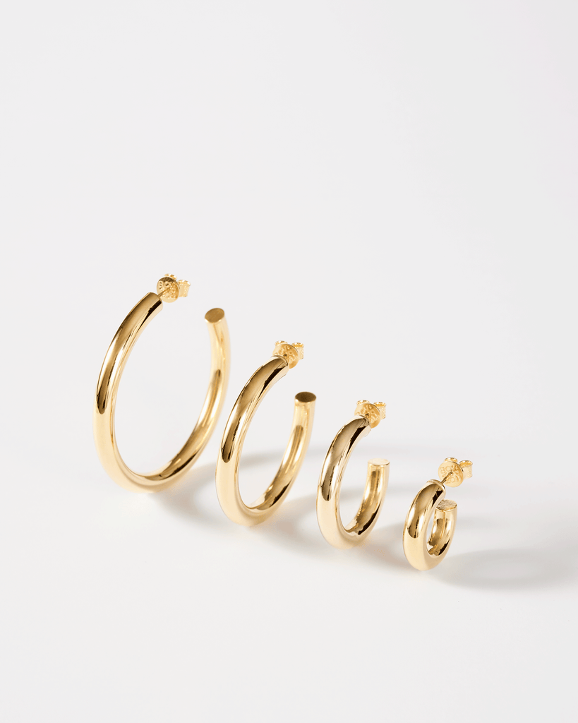 medium bold thick silver hoops gold plating aros gordos plata con oro plata