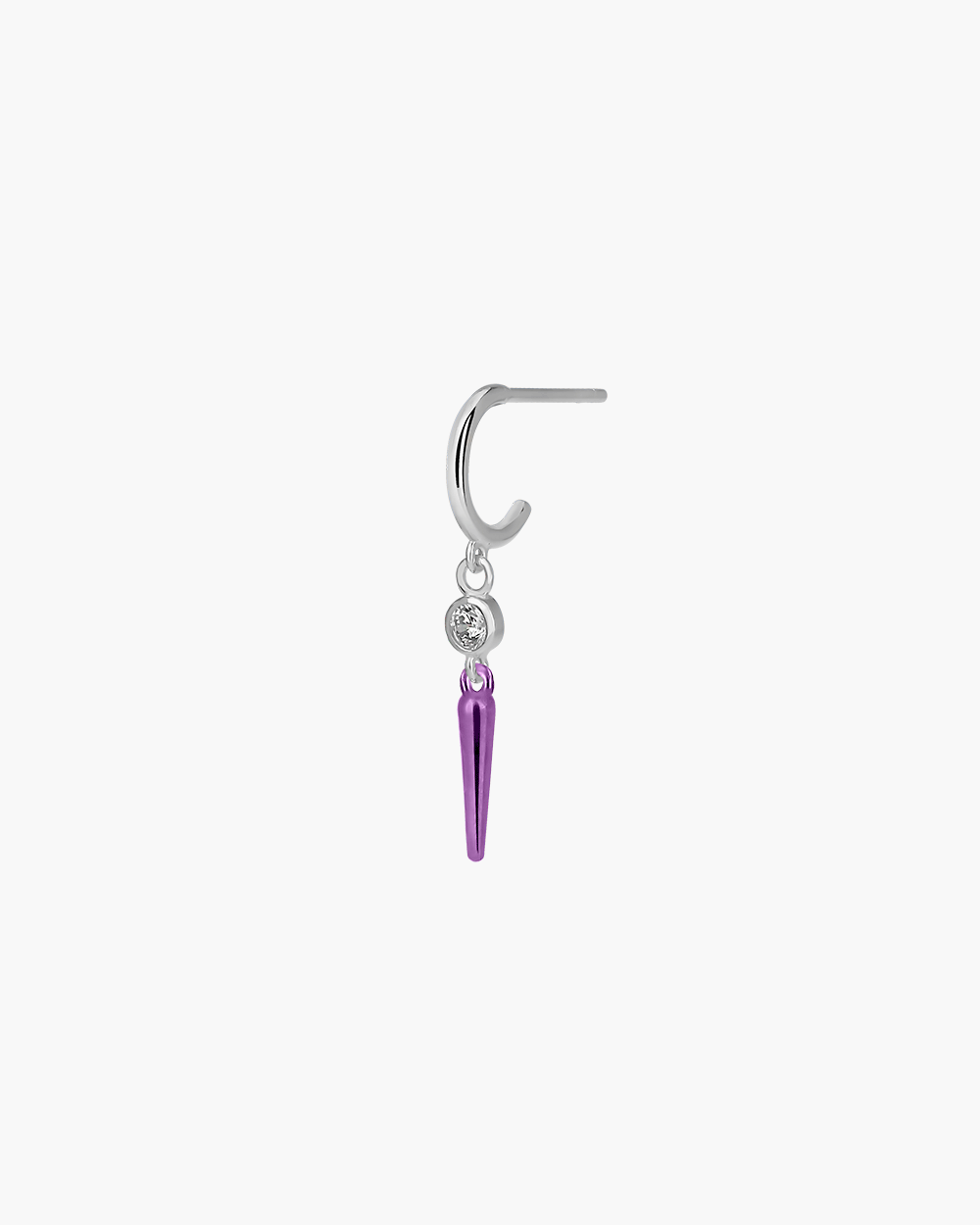 EDGE 18k Gold & 925 Silver Purple CZ Spike Drop Earrings