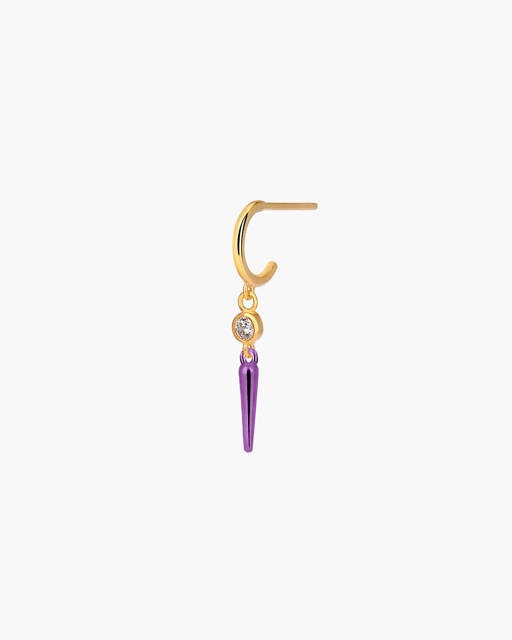 EDGE 18k Gold & 925 Silver Purple CZ Spike Drop Earrings EDGE 18k Gold & 925 Silver Purple CZ Spike Drop Earrings