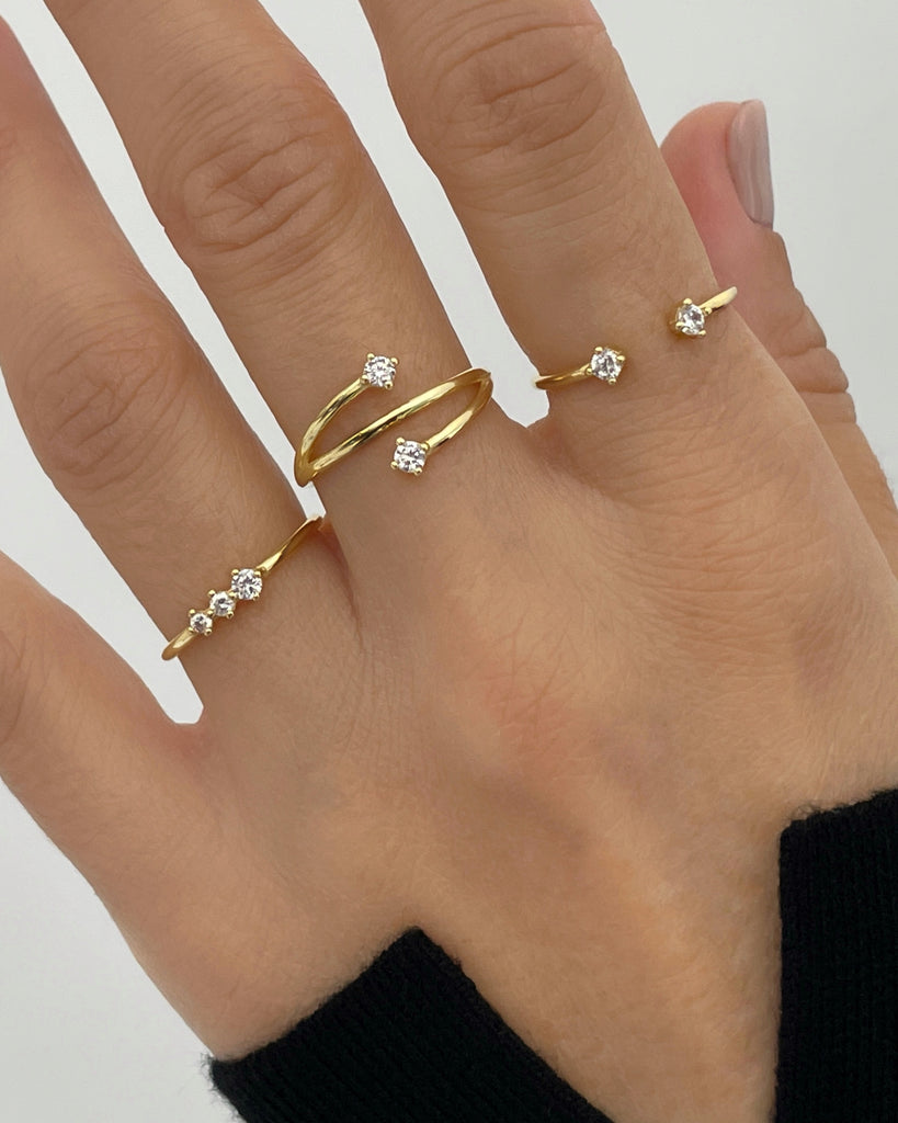 Glitter Silver ring gold plating anillos de plata con baño de oro