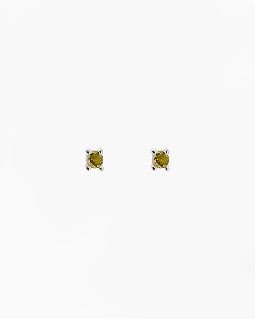 stud earrings  green stone silver gold plating pendietes de boton con piedra verde plata baño de oro