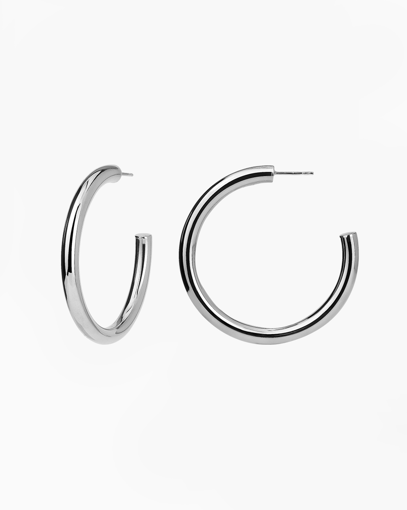 medium bold thick silver hoops gold plating aros gordos plata con oro plata