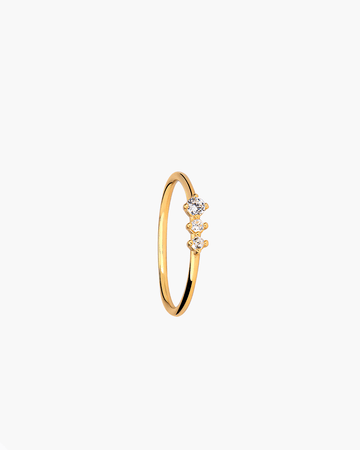 Shimmer triple stone silver gold plated ring anillo con 3 piedras plata con baño de oro