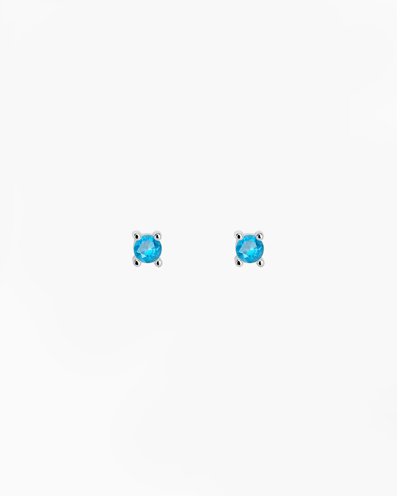 stud earrings blue topaz stone silver gold plating pendietes de boton con piedra azul topacio plata baño de oro