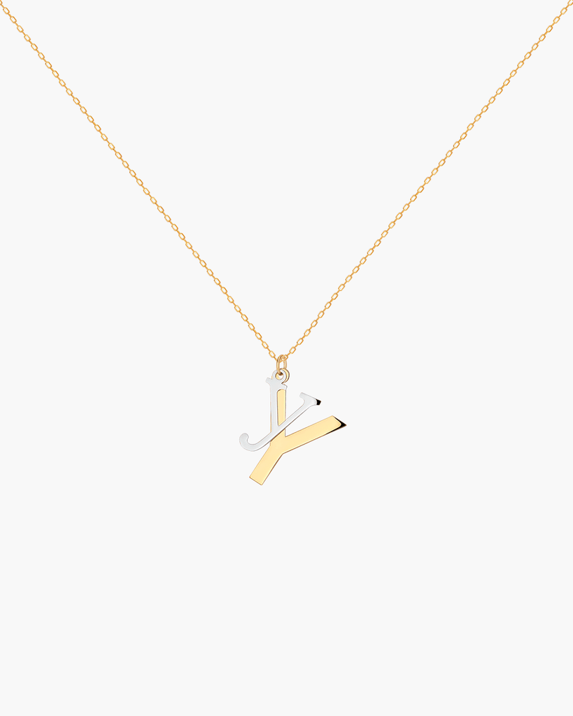 Silver, gold letter necklace letra Y