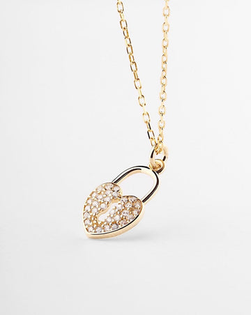 Collar candado corazon plata con oro silver heart padlock necklace gold plating