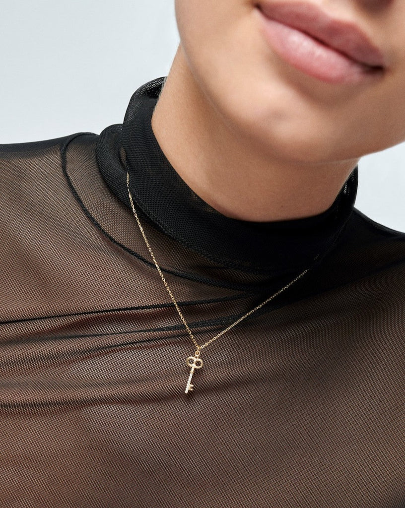 Collar llave plata con oro silver key necklace gold plating