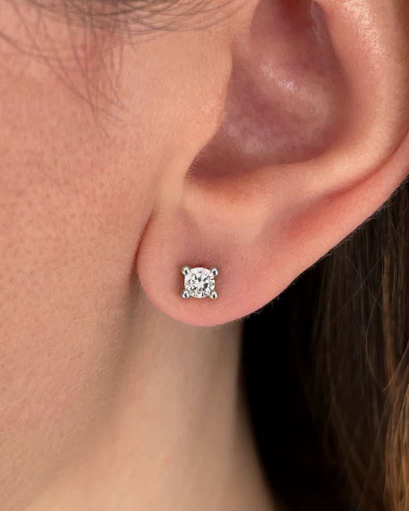 stud earrings  stone silver gold plating pendietes de boton con piedra  plata baño de oro