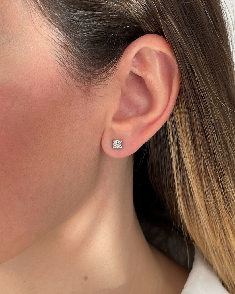 stud earrings  stone silver gold plating pendietes de boton con piedra  plata baño de oro