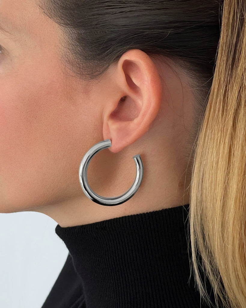 large bold thick silver hoops gold plating aros gordos plata con oro plata