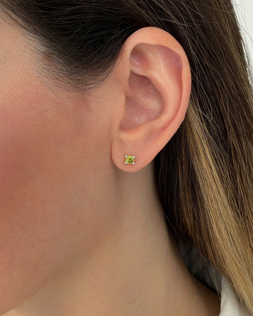 stud earrings  green stone silver gold plating pendietes de boton con piedra verde plata baño de oro
