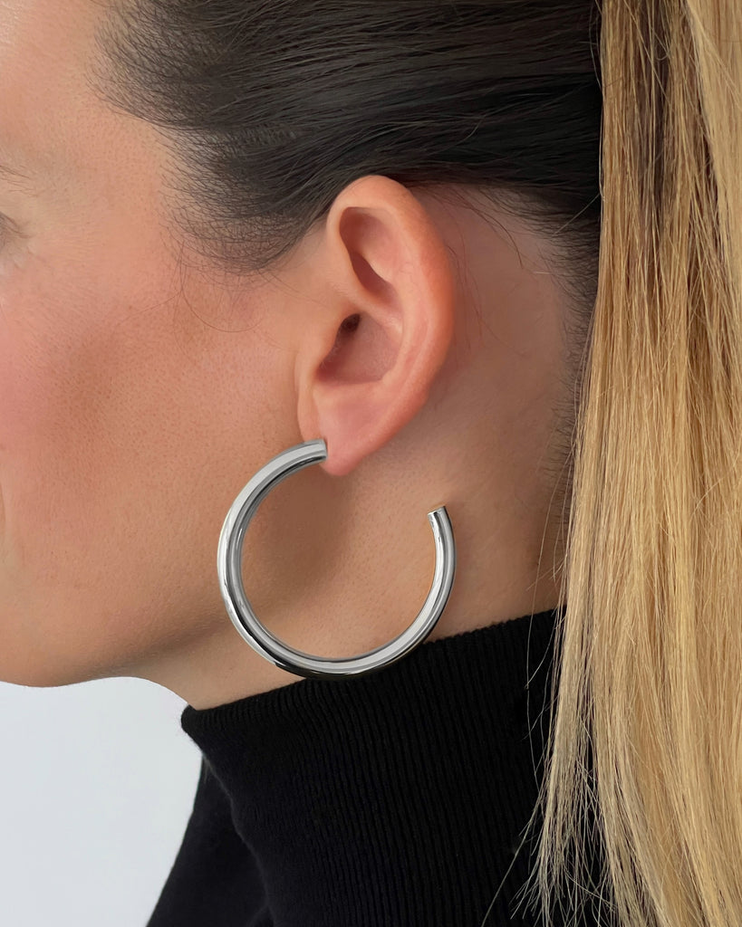 medium bold thick silver hoops gold plating aros gordos plata con oro plata